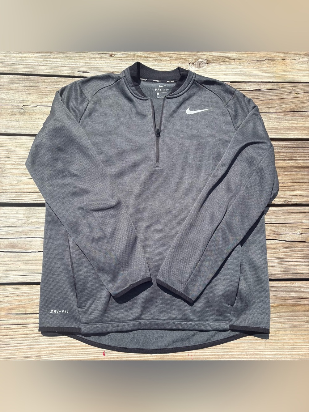 Nike Golf Dri-Fit 1/4 Zip Pullover Dark Grey Front Pockets size L
